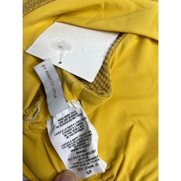 NEW Becca Womens Bikini Top Size Small Yellow Golden Sparkle - Picture 6 of 6